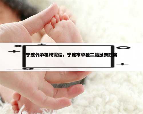 宁波代孕机构微信，宁波市单独二胎最新政策